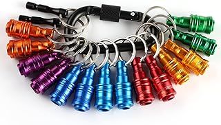 Katerk Portable 16pcs Bit holder Keychain Light Weight 1/4 inch Hex Shank Drill Screw Adapter Quick-change Screwdriver Electrician Tools Organizer