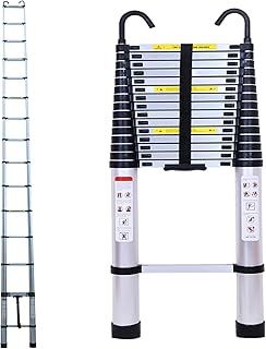 6.2M Telescopic Ladders with Hook Detachable 150kg Capacity Aluminium Straight Telescoping Ladder Extendable Builder Supply DIY Project Portable Compact