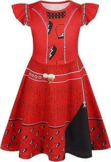 AmzBarley Descendants Rise of Red Costume Kids Girls Short Sleeve Birthday Themed Party Fancy Dress Halloween Dress up Outfits