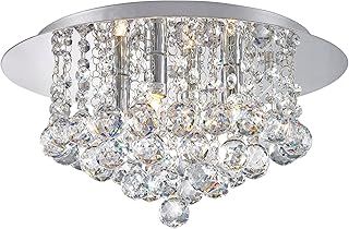 Long Life Lamp Company Modern Elegant Round Chandelier Ceiling Light Crystal Droplets Simply Stunning Effect M0017