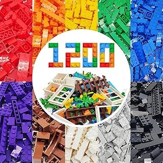 WYSWYG Building Bricks Classic 1200 Pieces Building Blocks Box Set for 6 Year Old up Kids Compatible with All Major Brands 10 Classic Colors, 14 Bulk Shapes