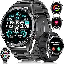 LIGE Smart Watch for Men for Android iOS(3 Straps),1.43'' AMOLED Always-on Display Fitness Watch with with Bluetooth Call,110+ Sports Modes,Heart Rate/SpO2 Tracker Smart Watch Black