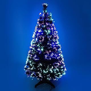Green Christmas tree x-mas tree Fiber Optic Color changing multi colour with stand free standing xmas Free Standing with Bright Colours PVC made Decoration Tree Hinch (90cm (3 Feet))