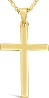 Alexander Castle Large Plain Solid 9ct Gold Cross Necklace for Women & Men Cross Necklace Pendant with 20" 9ct Gold Chain & Jewellery Gift Box - 40mm x 24mm