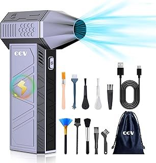Compressed Air Duster - 150000RPM Electric Air Duster for Cleaning Keyboard&PC 3 Gears Adjustable Rechargeable Cordless Jet Dry Blower Air Blower for Car and Home (F33-Blue-UK)