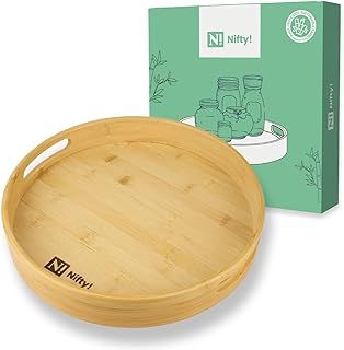 Lazy Susan, Bamboo Wood Rotating Kitchen Organiser, 12 inches, Household Storage for condiments and turntable for dining table
