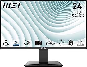 MSI PRO MP2412 23.8 Inch Monitor, Full HD (1920 x 1080), 100Hz, VA, 4ms, FreeSync, HDMI, VGA, Anti-Glare, Anti-Flicker, Less Blue light, TÜV Certified, VESA, Kensington, Black
