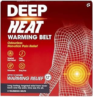 Deep Heat Warming Belt, Long Lasting Pain Relief Heat Therapy (Pack of 2 Belts)