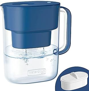 Waterdrop Lucid Water Filter Jug with 1×90 Days Filter, 3.5L, Reduces Fluoride, Chlorine and More, NSF Certified, BPA Free, Classic Blue (Replacement Filter: WD-PF-01A Plus)
