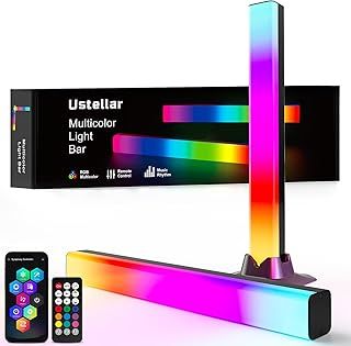 Ustellar RGB Light Bar, Smart APP Control Music Sync RGB IC LED Lights Bars, Remote Control Color Changing Gaming TV Backlight, USB Powered Ambient Lighting for PC Room Monitor Desk Decor 2pcs 42CM