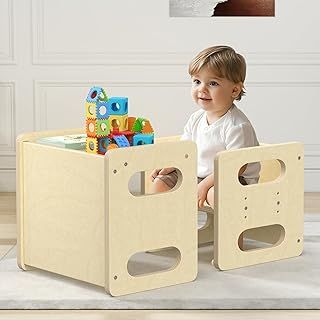 Toddler Table and Chairs Set–Kids Children Table and Height-Adjustable Chair Sets, Safe and Sturdy, Ideal for Play, Drawing, and Eating – Perfect for 1-3 Years Old, Easy to Assemble, BPA-Free