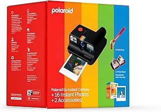 Polaroid Go Generation 2 - Mini Instant Camera Black + Film Bundle (16 Photos Included) and Go Accessories (Photo Album+Wrist Strap) - 6541