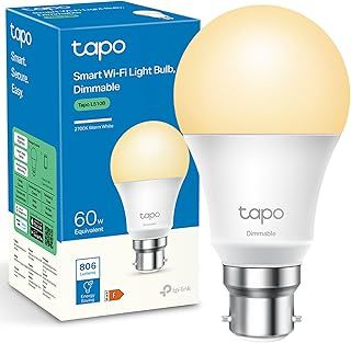 Tapo L510B WiFi Smart Bulb, B22 Smart Light Bulb, 8.3W (60W), Dimmable, Energy saving, Schedule & Timer, Away Mode, Energy Saving, Preset for Convenience, Voice Control with Alexa & Google
