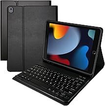 Keyboard Case for iPad 9th Generation 10.2 2021, Case with QWERTY Layout Detachable Wireless Keyboard for iPad 8th Gen 2020, 7th Gen 2019, Air 3, Pro 10.5" 2017, Black