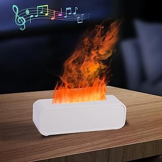 7Color Flame Diffuser, Bonfire Diffuser,Fireplace Diffuser 10.7"×3"×3.1" (White)