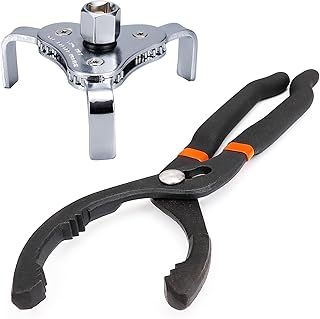 Toolwiz 2pcs Oil Filter Removal Tool 12 Inch Adjustable Pliers 2-1/2 to 4-1/2 Inch 3 Jaw Universal Oil Filter Wrench 2-1/2 to 4-9/16 for 4S Shop Auto Repair Mechanic DIY Generator Small Engine