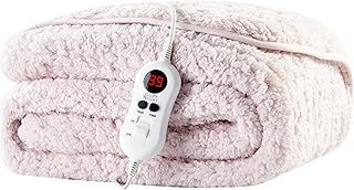 Cozy Night Electric Heated Throw Blanket - 9 Heat Settings & 9 Timer Settings - Machine Washable - Luxurious Sherpa Fleece - 160 x 120 cm (Grey Lilac)