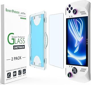 amFilm OneTouch Screen Protector Designed for ASUS ROG Ally Handheld 7 inch 2023 - With Auto Alignment Kit, Bubble Free, Tempered Glass, 2 Pack