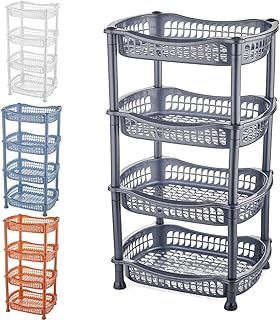 4 Tier Vegetable Fruit Storage Basket Rack Kitchen Utility Stacking Stackable (Silver)