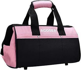 ACOSEA Pink Tool Bag, 13 Inch Wide Mouth Open Tool Organizer with 12 Storage Pockets (Pink)