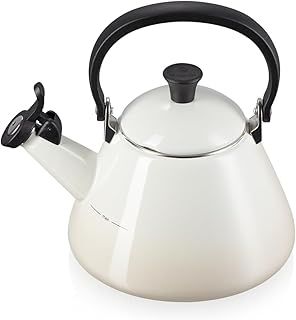 Le Creuset Kone Stove-Top Kettle with Whistle, Suitable for All Hob Types Including Induction, Enamelled Steel, Capacity: 1.6 L, Meringue, 40101027160000, One Size