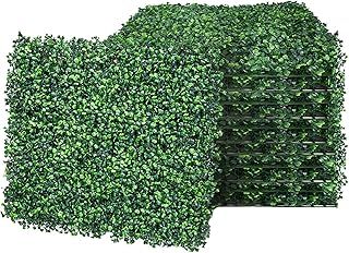 6 PCS Artificial Leaves Hedge Panels Hedge Wall Panels Artificial Grass Backdrop Wall 40 X 60cm 4cm Green Grass Wall for Decor Privacy Fence Indoor Outdoor Garden (Drak Green, 6 Pcs)