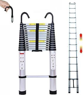 5M Telescopic Ladder for Loft Access - Lightweight & Space-Saving Compact Extendable Ladder with Hooks, Ideal for Gutter Cleaning, Painting, Warehouse, RV, EN131 Standard
