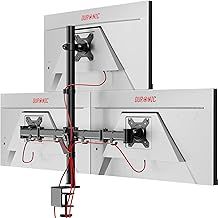 Duronic Computer Monitor Arms DM253 Adjustable Triple Monitor Stand Riser Clamp for 13-27” PC screens Monitor Desk Mounts with VESA 75/100 Triple Monitor Mount with 8kg Capacity Stand for Home Office