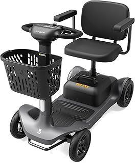 S1 Mobility Scooter for Adults, 4-Wheel Mobility Scooter 25 Miles 6 MPH 265 lbs, All Terrain Scooter with PAi Safety System, Good Legroom, Rotating Seat, Headlight, Basket, Charger Included