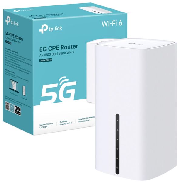 TP-Link Archer NX210 AX1800Mbps Wi-Fi 6 5G Router With Sim Slot, Up To 4.67Gbps Download Speeds, Dual-Band WiFi Router, Gigabit LAN/WAN Port, SIM Card Plug & Play, EasyMesh-Compatible WiFi Booster