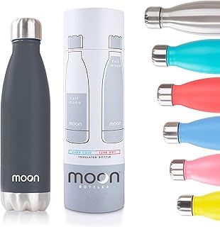 Insulated Water Bottle That Lasts Forever - 18/8 Stainless Steel Vacuum Flask - Double Walled Drink Bottle - Thermal Metal Flasks, Leakproof, 24hrs Cold & 12 Hot (500ml, Matte Black)