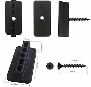 VALDERN 100 pcs Composite Decking Clips Plastic with Screws | Hidden Deck Fasteners | WPC T Clips | Multipack Fixings, Black, 19 x 38 x 11 mm