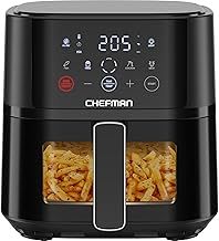 Chefman 3.8L Air Fryer, Touch Controls with 4 Presets, Compact Air Fryer with Hi-Fry Technology for Extra Crisp, Quick & Easy Meals, Nonstick & Dishwasher Safe Basket, Black