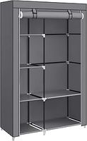 SONGMICS Fabric Wardrobe, Clothes Storage Organiser, 6 Shelves, 1 Hanging Rail, Non-Woven Fabric, Metal Frame, 45 x 105 x 168 cm, for Bedroom, Dressing Room, Grey RYG085G02