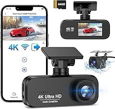 DYNACAM Dash Cam Front and Rear 4K+1080P, WiFi Dash Cam Free 64GB Card, G-Sensor, Car Camera 24H Parking Mode, Super Night Vision Dashcam, B-T26 Car on-dash Support 256GB Max