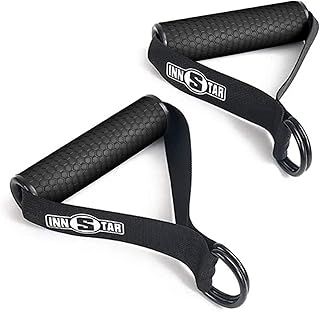 INNSTAR Heavy Duty Exercise Handles, Cable Machine Attachments Resistance Bands Handles with Solid ABS Core Grips Fitness Strap Stirrup Handle Cable Attachment Silicon Grip