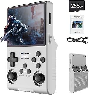 R40S Retro Handheld Video Game Console, 30,000 Retro Games in 1 Game Console with Open Source Linux System, 256GB TF Card, 3.5" IPS Screen and 3800mAh Battery (White)