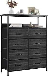 Nicehill Chest of Drawers, Dresser for Bedroom with 8 Drawers, Tall Storage Organizer Unit with 2-Layer Shelves, Large Storage Organizer Unit for Bedroom, Kids room, Living room, Closet(Dark Grey)