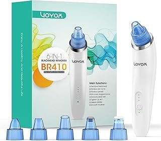 VOYOR Blackhead Remover Vacuum Suction Facial Pore Cleaner Electric Acne Comedone Extractor Kit with 6 Microcrystalline Head for Women and Men Black Heads Extraction BR410
