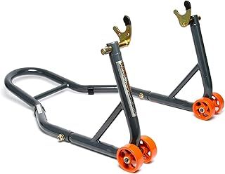 Motorcycle Paddock Stand Rear Wheel with V-Adapters Heavy Duty Grey Orange