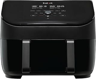 Instant Pot - Versazone Dual Black Air Fryer - Large 8.5L, Family Size - Single Double Basket with Divider - 8 in 1 - Food Dehydrate, Grill, Bake, Roast, Reheat, Non-Stick, Easy Clean, Dishwasher Safe