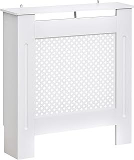 HOMCOM Wooden Radiator Cover Heating Cabinet Modern Home Furniture Grill Style White Painted (Small)