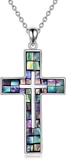 YFN Cross Necklace Sterling Silver Cross Pendant Religious Jewellery Gifts for Women Men Girls Boys
