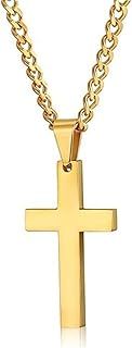 CarPlusStudio Cross Necklace for Men Women - Cross Pendant Chain 316L Stainless Steel Silver/Gold/Black Cross Chain Necklaces Gifts for Easter, Birthday, Christmas