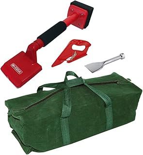 Voche® 4 Piece Knee Kicker Carpet Stretcher, Bolster Chisel and Carpet Cutter Fitting and Laying Tool Kit with 24" Heavy Duty Canvas Tool Bag