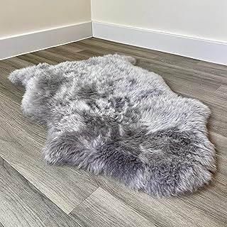 Genuine Colourful Sheepskin Rug | Extra Thick Large Sheepskin Rugs (Light Grey, Single 95x60cm)