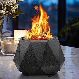 Mood Pie Table Top Fire Pit, Outdoor and Indoor Tabletop Bio Ethanol Fireplace, Portable Bio Ethanol Burner, for Party, Christmas, Valentine's Day, Birthday, Black