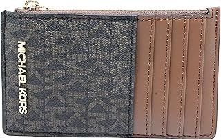 Michael Kors Jet Set Travel Top Zip Card Case Wallet Coin Pouch Brown, Brown, Jet Set Travel
