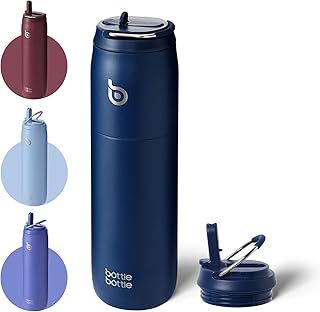 BOTTLE BOTTLE Insulated Water Bottle 950ml(32oz) with Straw and Lid for Sports and Gym Stainless Steel Metal Drink Flask for Hot Water with Handle (indigo blue)