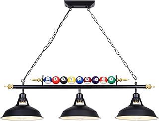 KEELED Pool Table Lights with 3 Black Matte Metal Shades, Perfect for 6ft to 8ft Billiard Pool Tables, Game Room, Kitchen Island (E27 Bulb Not Included)